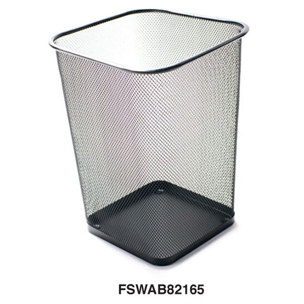 FIS FSWAB82165 Metal Mesh Square Medium Trash Bin 30cm - Black